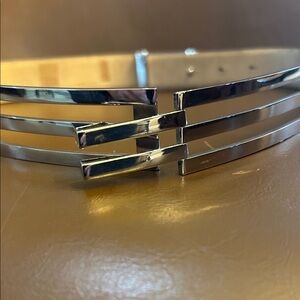 Vintage Split Gray Leather Mondi belt with Silver Belt Buckle